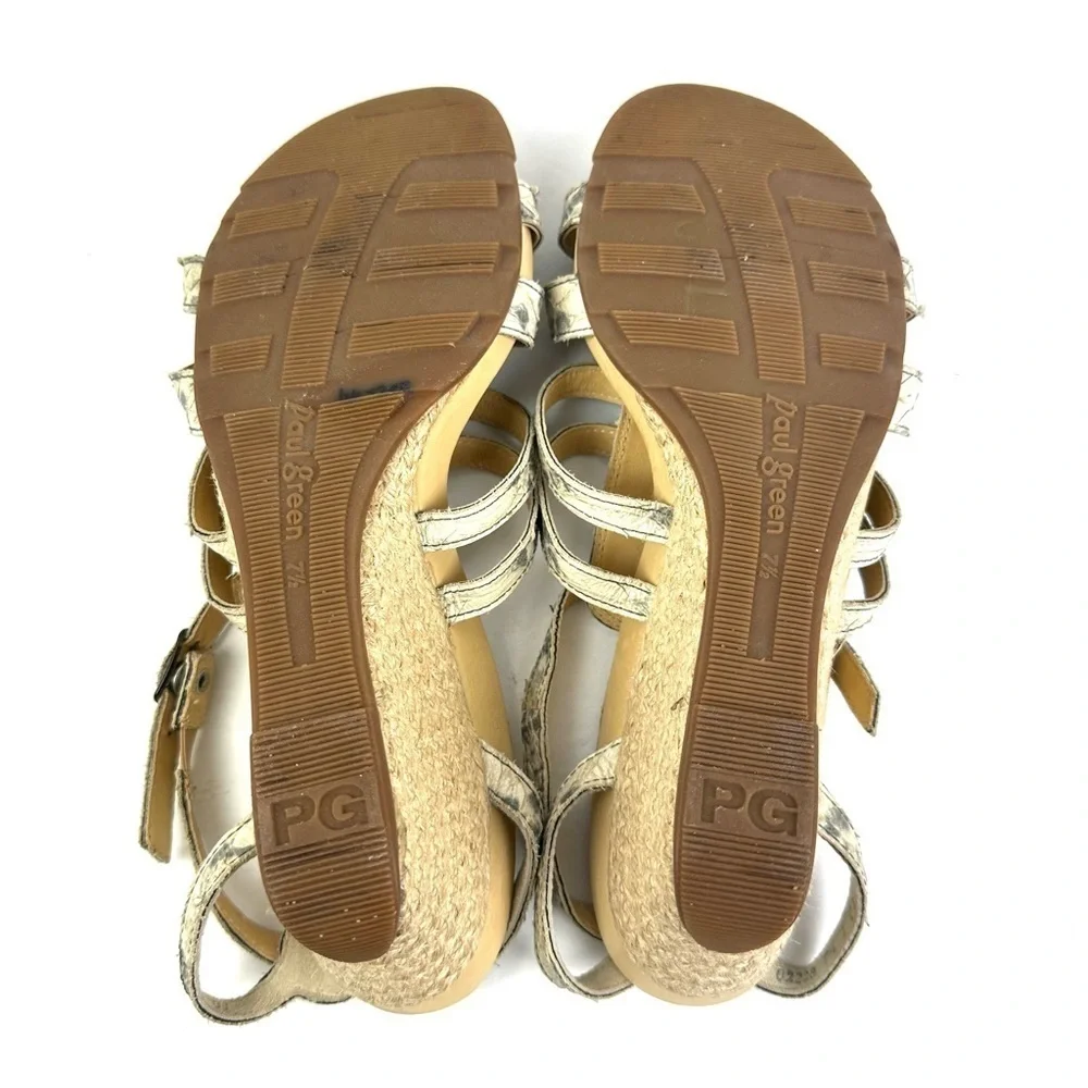 Paul Green Sandal 10 Snakeskin Espadrille‎ Wedge Strappy Shoes Womens